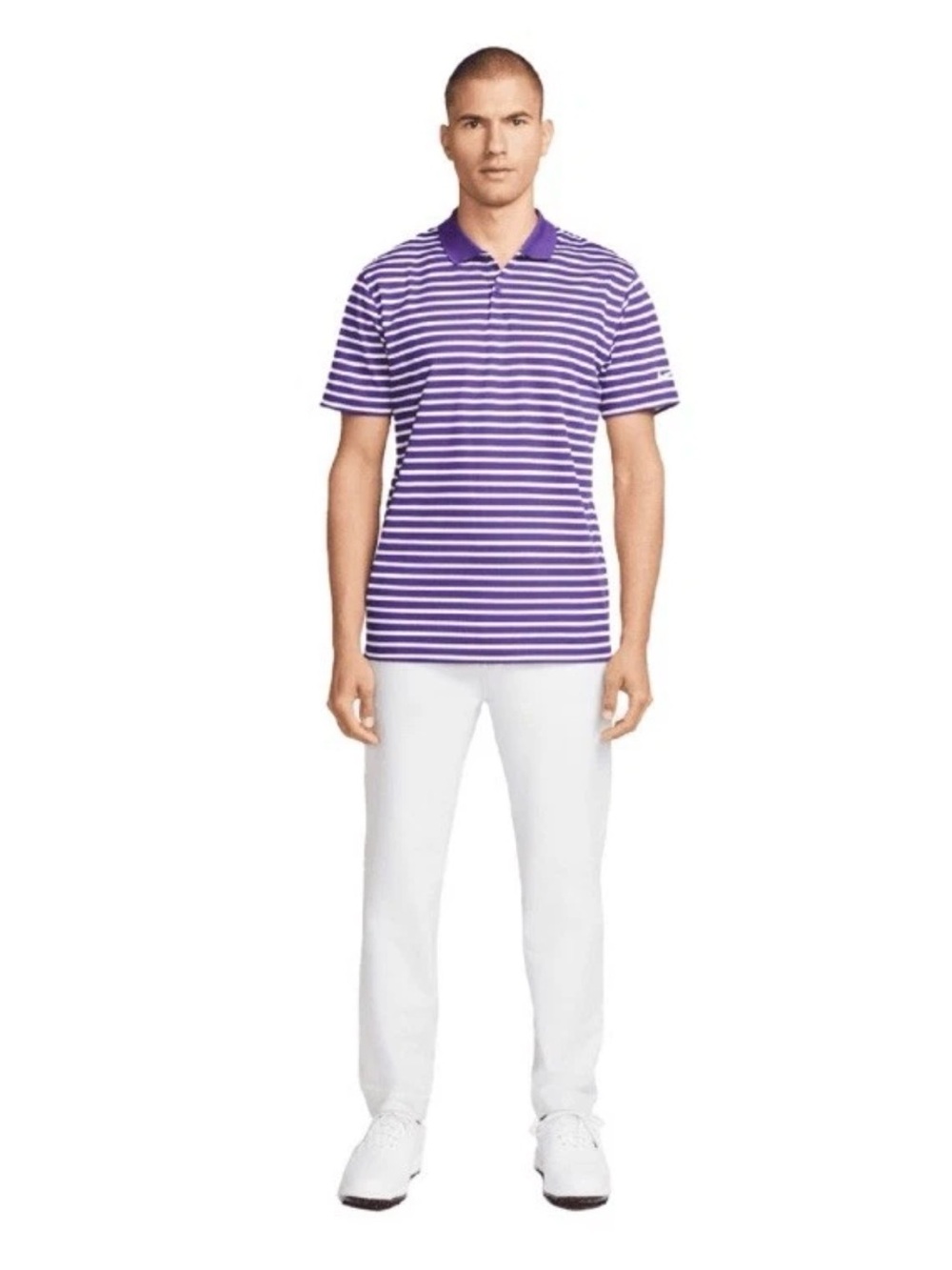 Nike Court Dri-FIT Victory Golf Purple Striped Polo Athletic Shirt Mens 2XL New